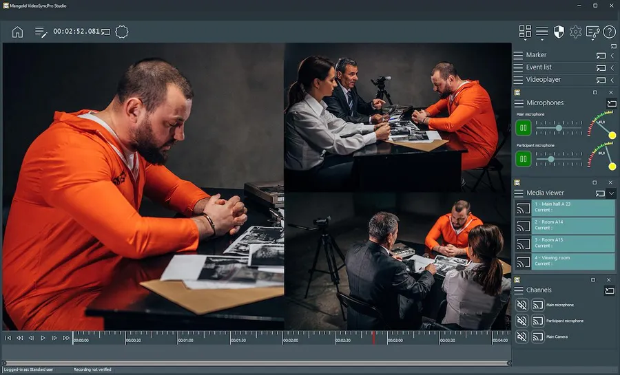 Comprehensive solution for legally compliant audiovisual interview and documentation to protect all parties involved with Mangold's mobile recording technology
