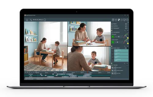 Recording of a child interview on a monitor